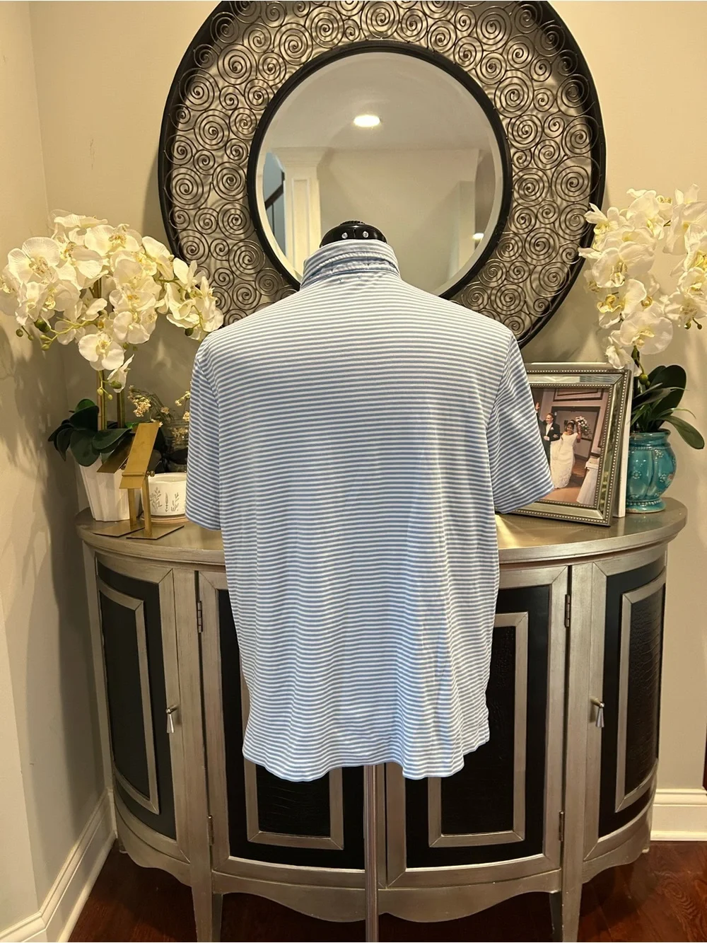 Polo by Ralph Lauren Light Blue and White Striped Polo Shirt